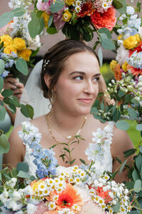 Bright floral flower bouquet of a young bride in MN