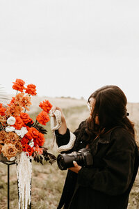 woman standing in front of wedding venue