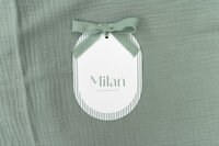 Donkerblauw met koperfolie geboortekaartje minimalistisch