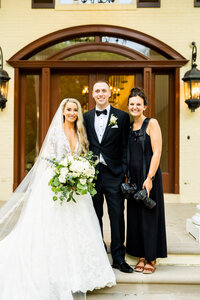 Eleanor Stenner with bride and groom at Birmingham wedding 