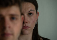 Half-and-half shot of Mariah and Nate