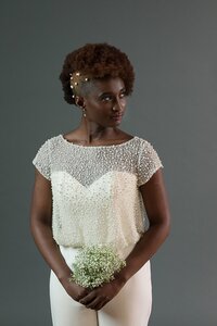Bridal Jumpsuit with pearl top, available in plus size