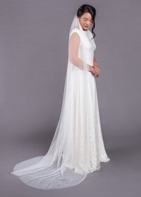 Long tulle veil with clip