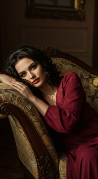 Woman Reclining on Ornate Chair