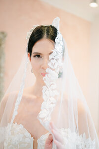 bride wearing her wedding dress and veil