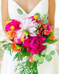 bright and colorful bridal bouquet