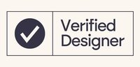 A black checkmark in a circle next to the text 'Verified Designer'