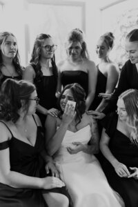 close up of a bride holding a flower bouquet