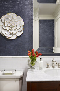 Elegant White & Grey Tone Powder Room