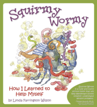 book cover with white background and illustration of playful worms