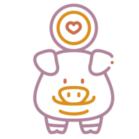 Icone tirelire cochon pour illustrer un budget maitrisé. Une valeur forte de nos moments ensemble, organisatrice de mariages à nantes