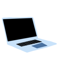 sininen piirretty läppäri-ikoni