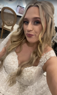 Wedding spray tan client at Boho Glow Studio in Mankato, MN, with a flawless airbrushed tan.