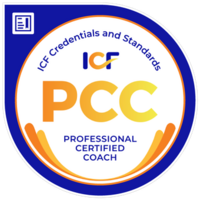 Professional Certified Coach through the ICF International Coaching Federation. Accreditation Badge for executive and career coaching to facilitate professional development.