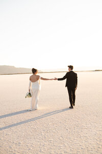 Bonneville Salt Flats Elopement with bride and groom