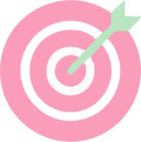 Simple illustration of a pink target with a green arrow sticking out of the bullseye