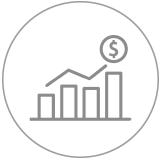 icon of a bar graphic moving upwards