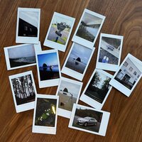 A collection of Polaroid photos from Danielle Rose Photography, capturing stunning moments at Cannon Beach, Oregon, showcasing the beauty of the coastal landscape and the intimate moments of an elopement.
