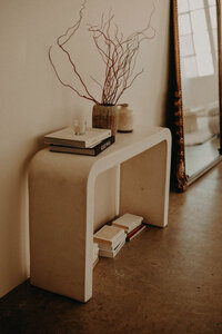 modern table and books