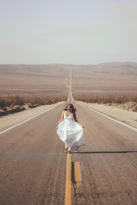 Woman Road Desert