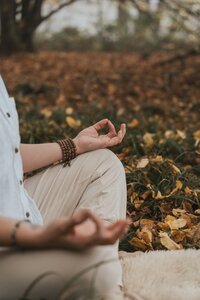 Schneidersitz Yoga Pose im Wald