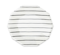 Black Stripe Hexagon Dessert Plate