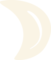 Off-white moon crescent shape.