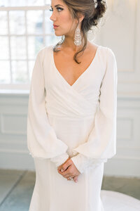 Long sleeve wedding dress with high back