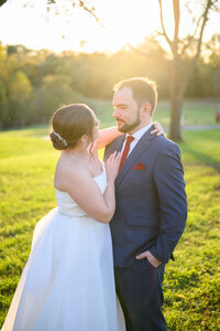 Bride and Groom look into each other's eyes outdoors in Northern VA