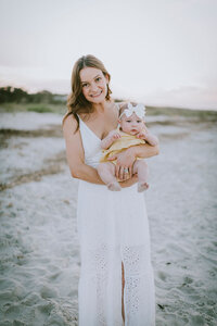 Mother with baby at family portrait session at Hilton Head