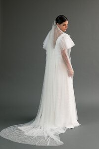 Pearl wedding veil long
