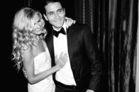 Wedding Photography, black and white image of couple enjoying their reception