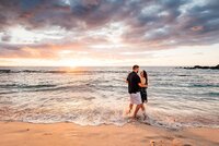 Hawaii beach sunset couples session
