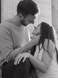 black and white close up engagement portrait