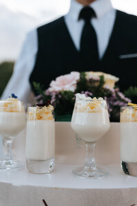 Decorated dessert table at London wedding reception