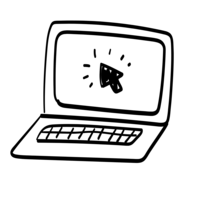 Icon illustration of laptop with an arrow on the screen