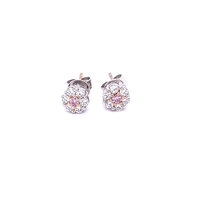 Pink and white diamond stud earrings in flower shape white and rose gold setting
