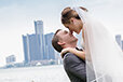 Detroit skyline wedding photograph