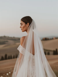 Bride posing at romantic wedding venue
