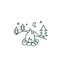 A campfire icon on a creative copywriter website