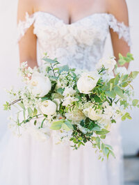 All white Bridal Bouquet - Quail Ranch Wedding