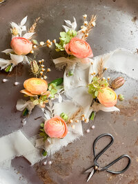 Ribbon and flowers displayed for an Instagram photo for a florist