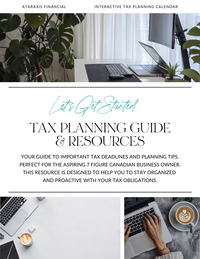 Your Guide to important tax deadlines and planning tips. Perfect for the aspiring 7 figure canadian business owner.
This resource is designed to help you to stay organized in your Business and be proactive with your tax obligations.