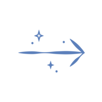 blue arrow icon with stars