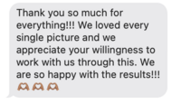 Clients of Williams Photo and Film excited because they received a great product