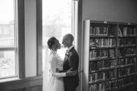 library wedding - husband and wife portrait - weddings by kattie jackson