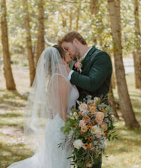 bride and groom kissing