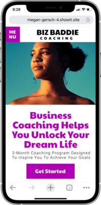 Biz Baddie Coaching Showit Website Template On Mobile