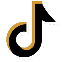 gold, white & black tiktok logo