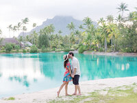 St Regis Bora Bora, lagoonarium view at the spa with a couple on honeymoon